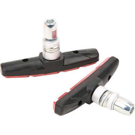 Paire de plaquettes de frein silencieuses pour VTT, en matériau mixte, accessoires de cyclisme, rouge (1/5)