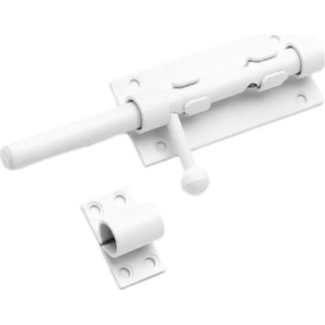 Verrou de portail - verrou de porte - serrure de porte - Verrou - blanc - avec pêne coulissant - acier inoxydable - 160 x 40 mm - avec vis (1/4)