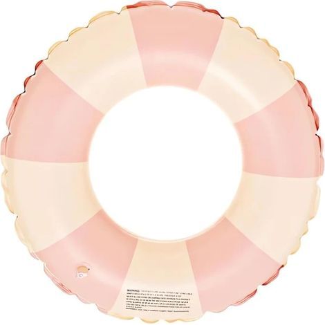 New high-quality inflatable pool float for adults, pool float, retro striped style, made of pink PVC. (1/5)