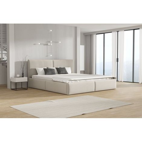 Polsterbett Doppelbett BERGEN 180x200cm Stoff Magic Velvet Hellbeige (1/2)