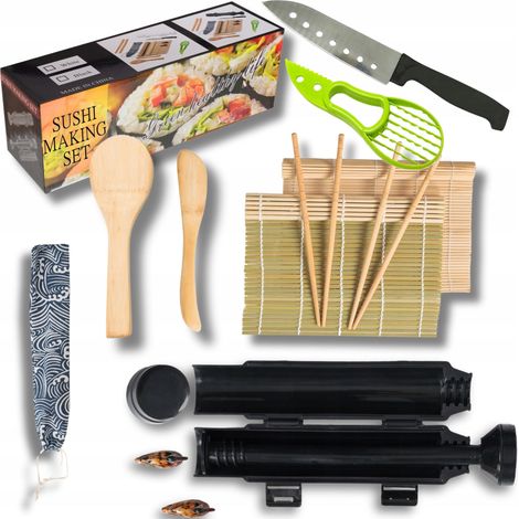 Komplettes Sushi-Set mit Bazooka-Matte, Rollermesser und Zubehör  Geschenk