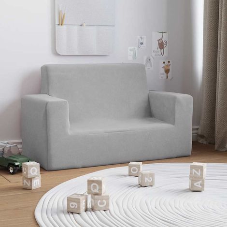 Canapé pour enfants à 2 places Gris clair Peluche douce CFW364234 (1/5)