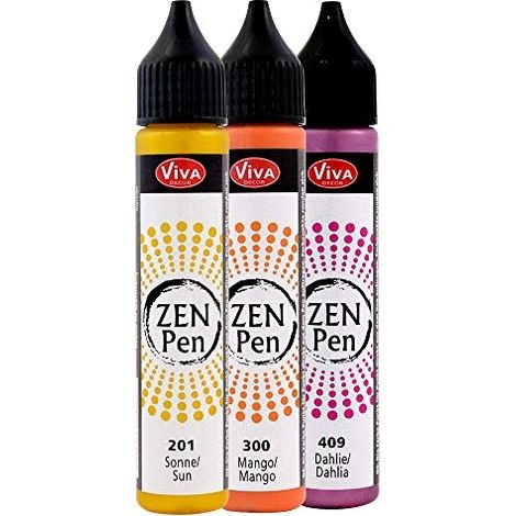 VIVA DECOR KIT ZEN PEN (DOUCEUR D'ÉTÉ, 2X28ML) STYLO À PERLE 3D - STYLOS À PERLES POUR CRÉER DES POINTS DE COULEUR EN 3D, BOIS,