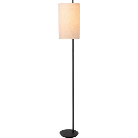 Lampadaire metal noir abat jour lin - e27 - lucide - magic