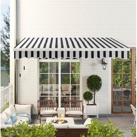 Toldo manual 395x245 cm blanco de aluminio con manivela y protección UV (1/5)