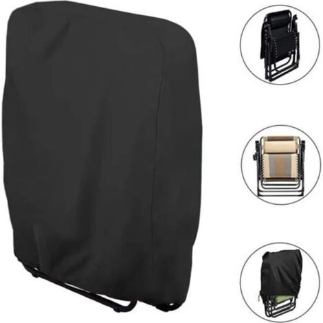 Housse de Protection pour Chaise Longue Pliante (noir) W71×H110cm, 1 Pièces Housse Transat Jardin Anti-poussière, Imperméable,