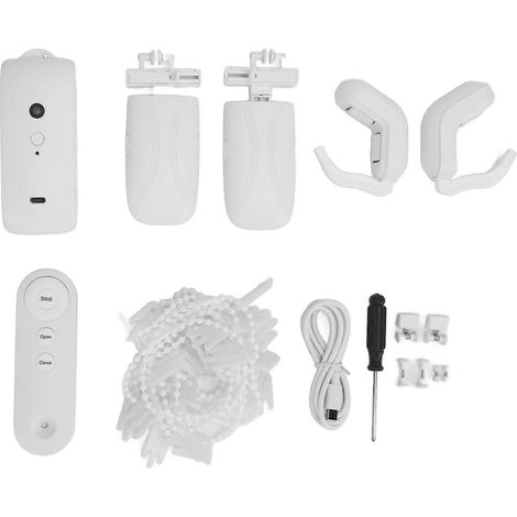 Ouvre-rideaux automatique silencieux, moteur de rideau intelligent rechargeable par USB-C avec télécommande, compatible avec tringles romaines, rails en T et en U. (1/5)