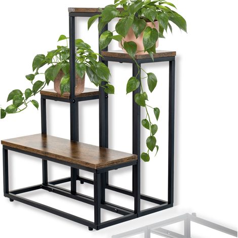 Jardinière sur pied pour fleurs et plantes, loft en métal, 6 pots, industriel, 68 cm (1/5)