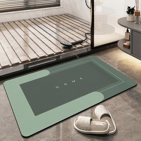 Tapis de sol ultra-absorbant, tapis de salle de bain à séchage rapide, paillasson de cuisine simple, grand tapis de salon lavable en machine (40 x 60 cm), rectangulaire, vert (1/5)