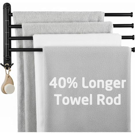 Porte Serviettes Pivotant Noir Porte Serviette 4 Barres Acier Inoxydable 18/8 Barre Seche Serviette 50 CM Support (1/5)