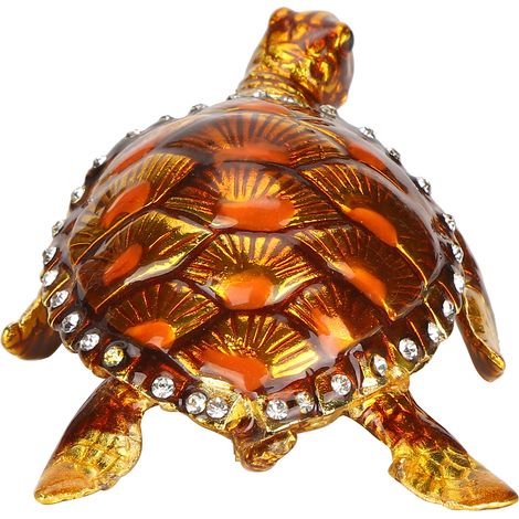 Vergoldete, mit Strasssteinen verzierte, schildkrötenförmige Schmuck- und Aufbewahrungsbox (1/5)
