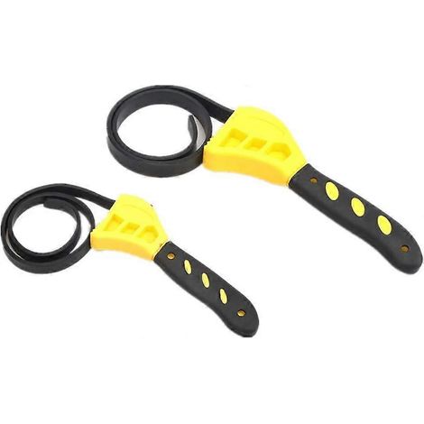 Jeu de 2 clés à courroie, jeu de clés pour filtre à huile, ouvre-boîte, clé pour purificateur d'eau, clé pour pommeau de douche, compatible avec les mécaniciens et les plombiers. (1/5)