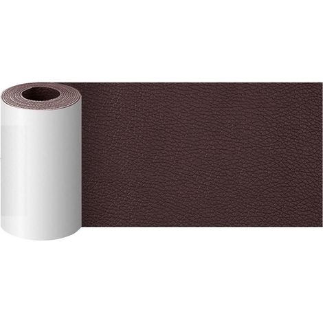 Irovami Patch réparation cuir – Auto-adhésif, marron foncé – Idéal pour canapé, siège, sac (1/5)