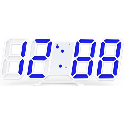 Horloge murale numérique LED 3D avec affichage de la température et du calendrier, réveil électronique, décoration de chambre, lumière bleue (1/4)