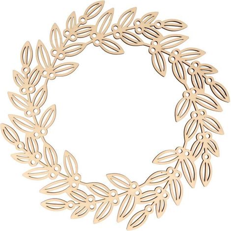 Couronne murale en bois à décorer Ø 32 cm - Feuilles