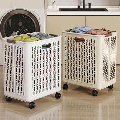Panier À Linge Pliable - Avec Roulettes Et Poignée Robuste - Pour Chambre À Coucher Ou Salle De Lavage - 1 Pièce (1/5)