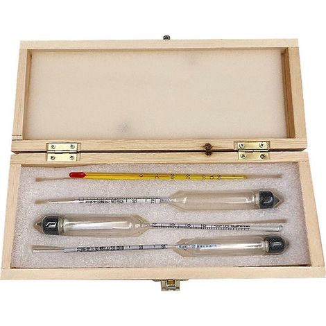 Präzisionsalkoholmeter, Instrument zur Messung der Alkoholkonzentration, Werkzeugsatz zur Weinmessung (siehe Abbildung). (1/5)