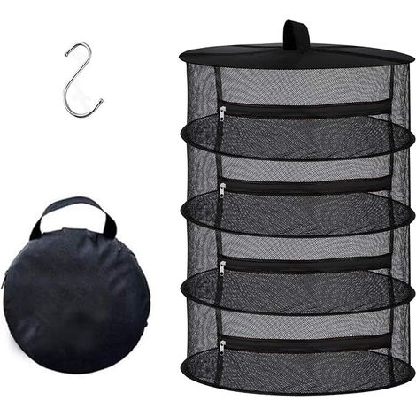 Rete di asciugatura per erbe, 4 livelli diametro 60 cm essiccatore appendibile pieghevole con cerniere per verdure, piante, indumenti (1/5)