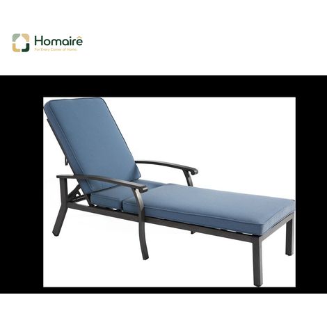 HOMAIRE Lounge Patio Stuhl mit verstellbarem Aluminiumgestell und wasserdichtem blauen Baumwollkissen für Poolside