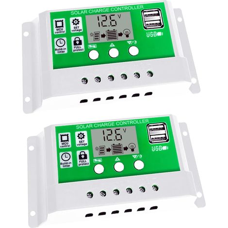 Régulateur de charge solaire PWM 12 V LCD réglable pour Life-PO4, gel de plomb et acide de lithium, 2 ports USB, convertisseur solaire 30 A (1/5)