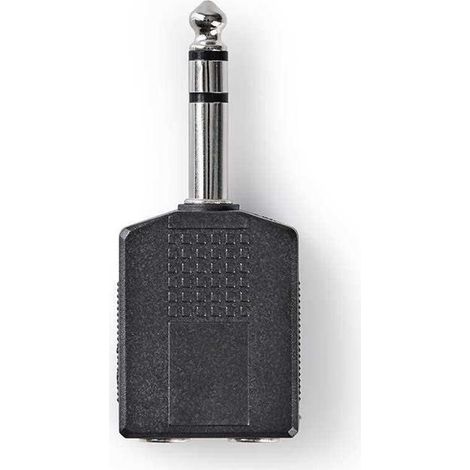 Adaptador de audio estereo pasador de 635 mm 2x 635 mm hona platerado de niquel rak abs negro 10 uds sobre