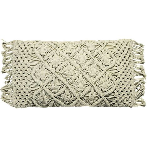 MACRAME - Coussin macramé en coton tressé naturel 30x50 (1/5)