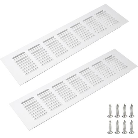 Rejilla de ventilación de 2 piezas, rejilla de ventilación rectangular de aleación de aluminio, cubierta de rejilla metálica con lamas — 80 x 250 mm (largo x ancho)