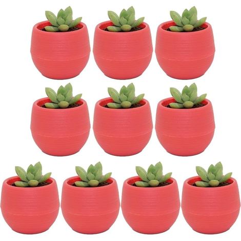 Ensemble de 10 pots fleurs en plastique colorés, à arrosage automatique, pour plantes succulentes, (1/5)