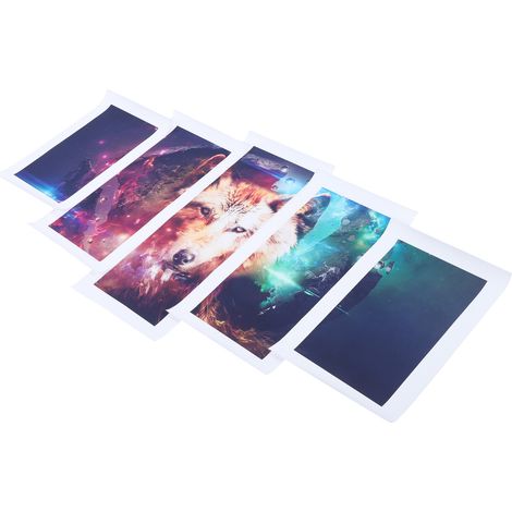 Lot de 5 tableaux décoratifs représentant un loup brun, impression jet d'encre pour ordinateur (sans cadre). (1/5)