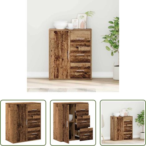 Holzwerkstoff - Sideboard mit Schubladen Altholz 60 x 31 x 70 cm Holzwerkstoff (1/5)
