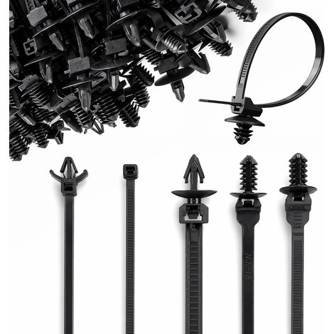 160 PièCes Serre Cable Plastique 5 Tailles Nylon Attache Cable Noir Serre-CâBles Pour PièCes Automobiles (1/5)