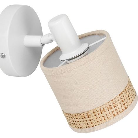 Applique patère orientable 1 abat-jour lin papier beige (1/4)