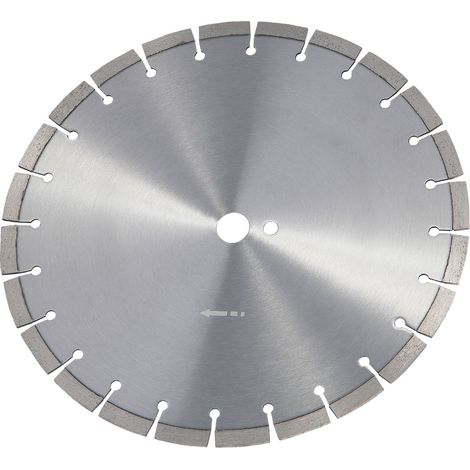 Lame de scie diamantée 350 mm, à sec ou humide, segments plats 12 mm, alésage 25,4 mm, pour béton, ciment, brique et carrelage. (1/5)