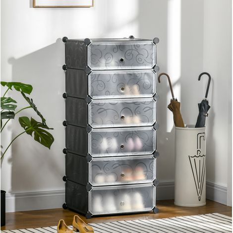 Meuble chaussures modulable avec portes noir OKMYHOME (1/5)