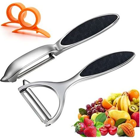 Éplucheur de pommes de terre de cuisine - Éplucheur pivotant en forme de Y en acier inoxydable pour légumes, carottes, fruits, avec poignée ergonomique antidérapante (1/4)