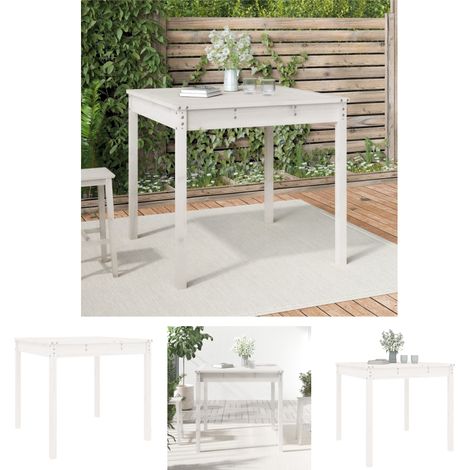 The Living Store - Gartentisch Weiß 82,5x82,5x76 cm Massivholz Kiefer (1/5)