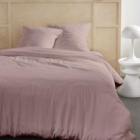 Parure de lit - TODAY - 123667 - 2 personnes - 260x240cm - Gaze de coton unie - Rose des sables (1/4)