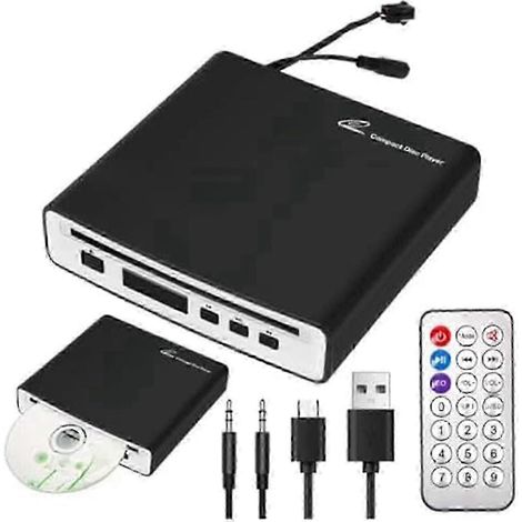 Lecteur CD universel externe pour voiture, lecteur CD portable compatible avec voiture/TV/ordinateur portable doté d'un port USB ou Type-C et d'une entrée AUX (1/5)