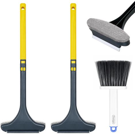 Brosse Moustiquaire 2en1 et Kit Nettoyage Vitre Télescopique Kit nettoyage vitre 2 en 1 brosse à moustiquaire avec essuie vitre (1/4)