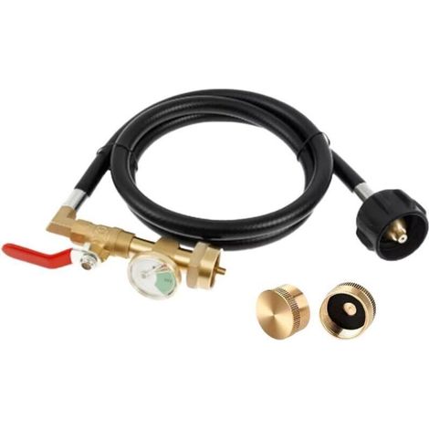Adaptateur De Recharge Pour Bouteille De Gaz Propane, Raccord Pour Bouteille De Gaz Avec Jauge Luminescente, Connecteur En Laiton Avec u Pour Réservoir De Grill Camping BBQ Et VR (1/4)