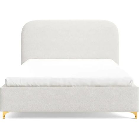 CHARLOTTE - Lit coffre tissu chenille 180x200cm - Blanc
