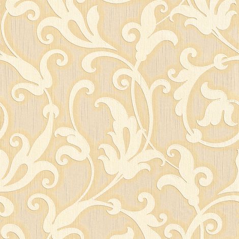 BRICOFLOR Papier peint baroque Tapisserie baroque Papier peint intissé Jaune Gris - 10,05 x 0,53 m (1/5)