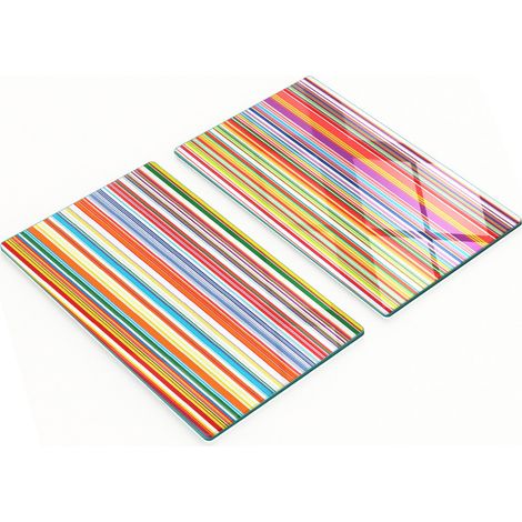 Dekorative Schneide- und Servierbretter aus Glas, farbige Streifen, 2 x 30 x 52 cm (1/5)