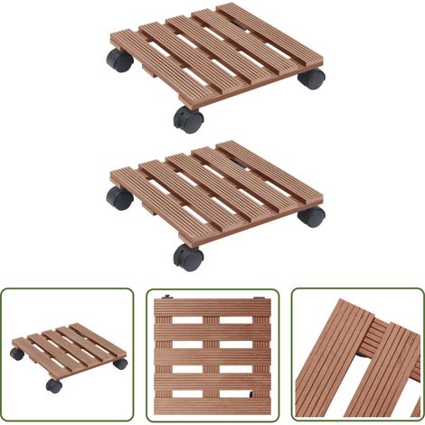The Living Store Pflanzenroller 2 Stk. Braun 30x30x7,5 cm WPC - Pflanzenroller - Blumenträger - Rollcontainer - Balkonmöbel - Gartengeräte (1/5)