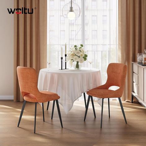WOLTU Juego de 2 sillas de comedor, sillas de cocina, Chenilla, Naranja (1/5)