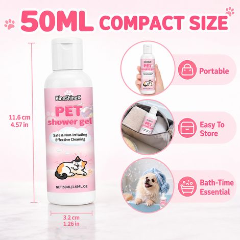 KineShineX Pet Shampoo reinigt sanft, entfernt Gerüche, macht die Haut flauschig und weich, ist für Hunde und Katzen geeignet und lässt sich leicht ausspülen. (1/4)