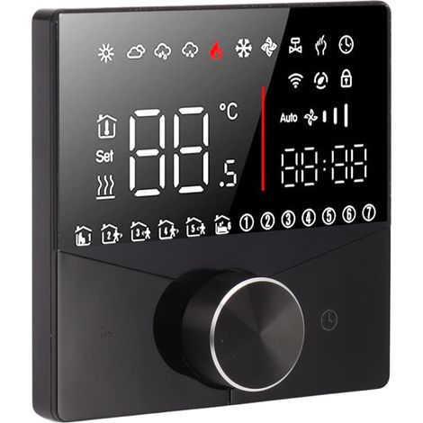 Intelligenter Thermostat mit Drehknopf, Farb-LCD-Display, digitaler Saunathermostat, Fußbodenheizungssystem, schwarz (1/5)