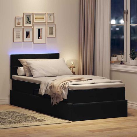 Maison Exclusive - LED-Speicherbett mit Matratze Schwarz 90 x 190