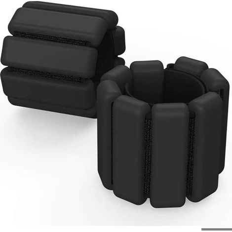 Ensemble de 2 poids ajustables pour poignets et chevilles, idéal pour l'exercice, la marche, le jogging, le yoga, l'aérobic, le Pilates et le fitness (noir) (1/5)