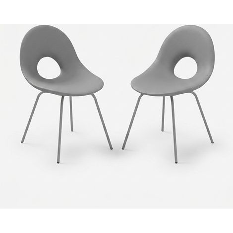2er-Set Design-Stühle aus Polyethylen und Eisen für drinnen und draußen Candy - Eisen (1/5)